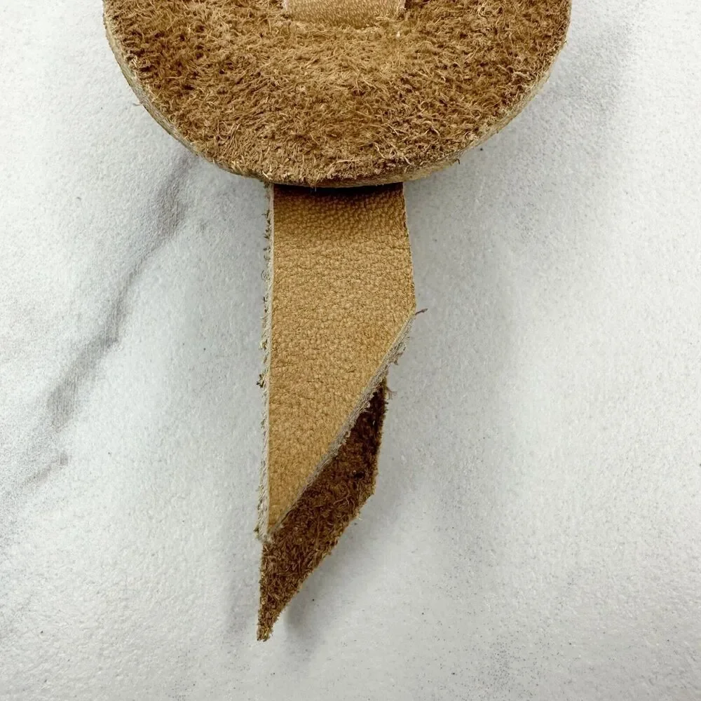 Soft Brown Leather Fringe Western Concho Boho Keychain Keyring